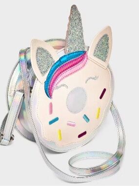 Girls' Unicorn Donut Crossbody Bag - Cat & Jack Faux Leather, Adjustable Strap